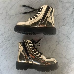 Gold chrome Dr Marten Style lace up boot